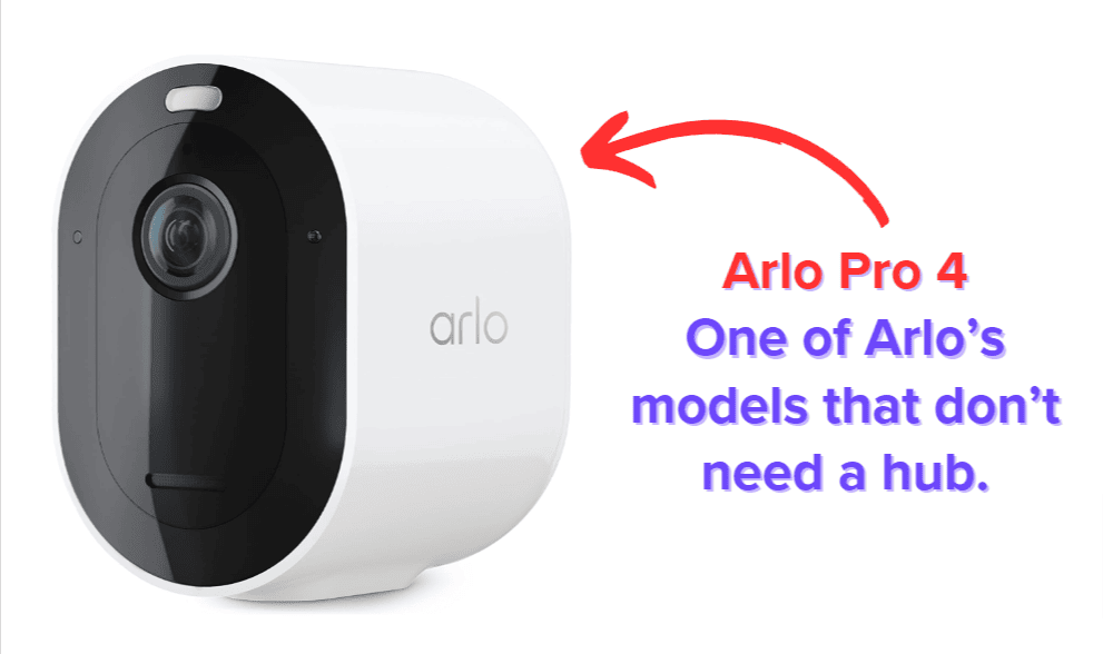Example of an Arlo camera that doesn't need a hub. Arlo Pro 4 doesn't need a hub.