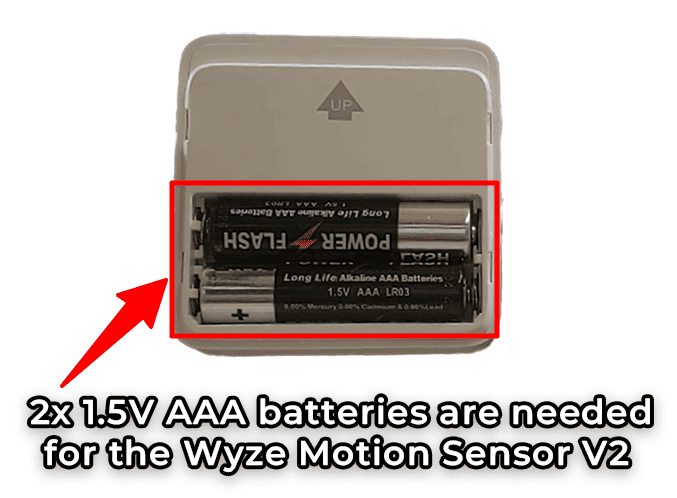Batteries needed for Wyze Motion Sensor V2