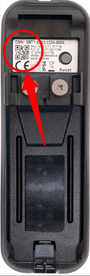 Blink video doorbell battery compartment QR code location