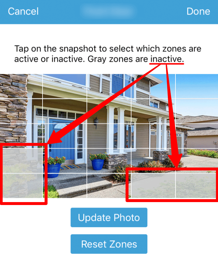 Blink App motion zones