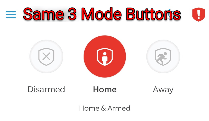 Ring App mode buttons
