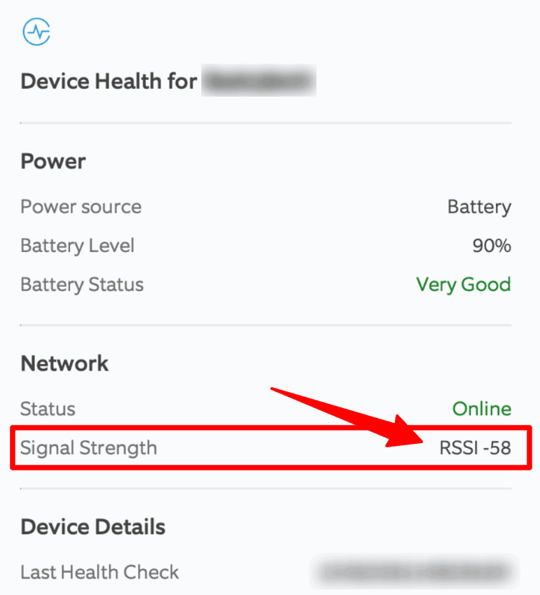 Ring RSSI network signal strength