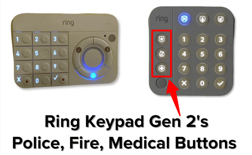 Ring Keypad Gen 1 vs Gen 2 emergency buttons