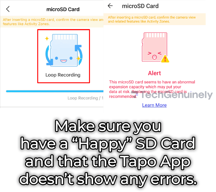 Tapo App happy SD Card