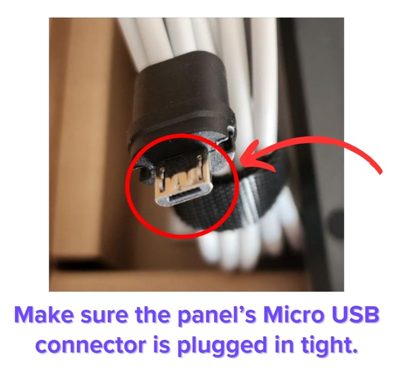 Make sure the SimpliSafe panel's Micro USB connector is tight