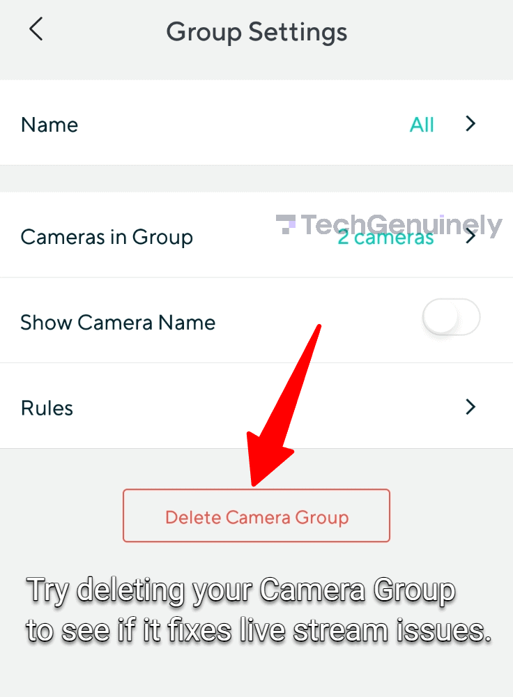 Wyze delete camera group