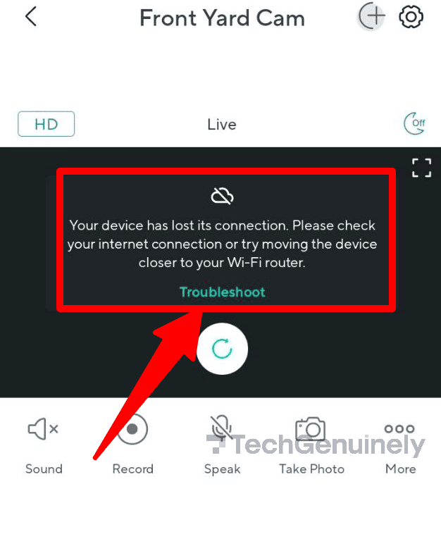 Wyze device lost connection live stream not working