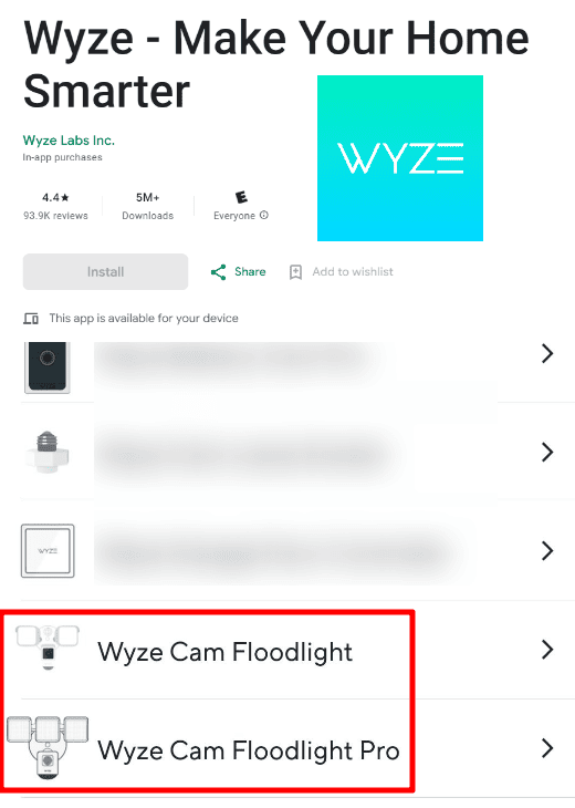 Wyze floodlight and floodlight pro app control.