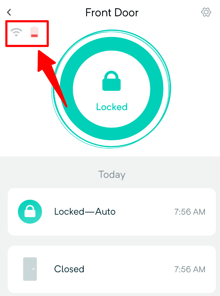 Wyze Lock Page in app showing battery